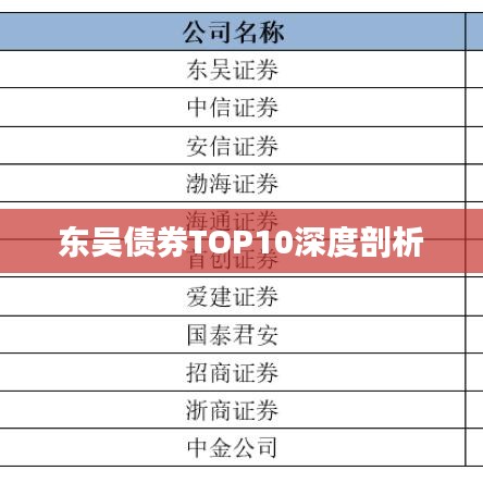 東吳債券TOP10深度剖析
