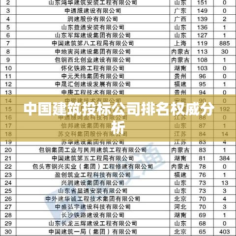 中國(guó)建筑投標(biāo)公司排名權(quán)威分析