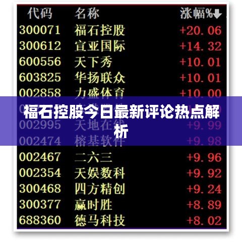 福石控股今日最新評論熱點解析