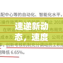 速遞新動態(tài)，速度與效率的極致融合