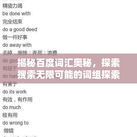 揭秘百度詞匯奧秘，探索搜索無限可能的詞組探索