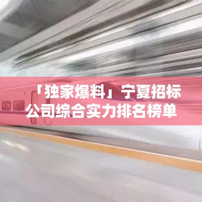 「獨家爆料」寧夏招標(biāo)公司綜合實力排名榜單新鮮出爐！