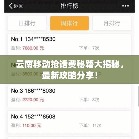 云南移動搶話費(fèi)秘籍大揭秘，最新攻略分享！