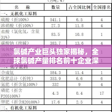 氯堿產(chǎn)業(yè)巨頭獨(dú)家揭秘，全球氯堿產(chǎn)量排名前十企業(yè)深度解析