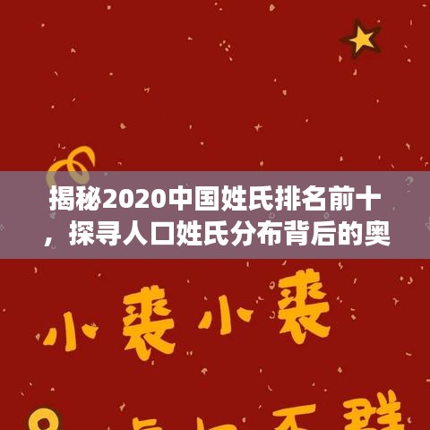 揭秘2020中國姓氏排名前十，探尋人口姓氏分布背后的奧秘！