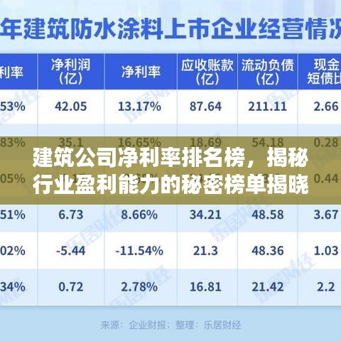 建筑公司凈利率排名榜，揭秘行業(yè)盈利能力的秘密榜單揭曉！