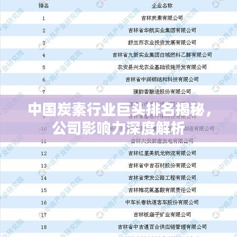 中國炭素行業(yè)巨頭排名揭秘，公司影響力深度解析