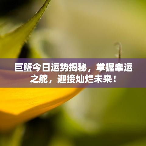 巨蟹今日運勢揭秘，掌握幸運之舵，迎接燦爛未來！